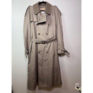 VTG Men’s Austin Reed Taupe Trench Coat Wool Plaid Removable Liner Belt 44L